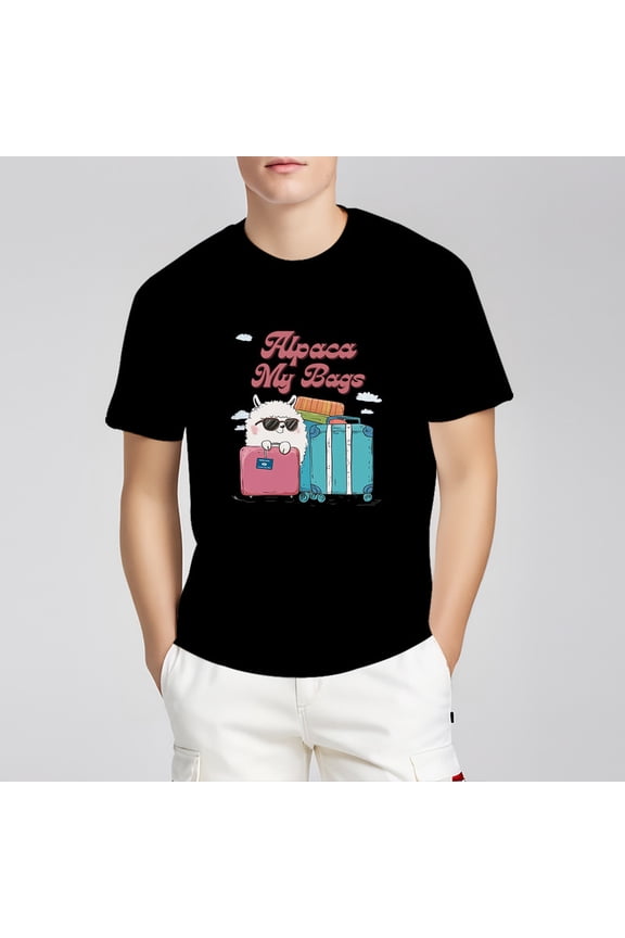 Alpaca My Bags – Funny Travel Quote T-Shirt for Kids & Adults (Black/White) - Made in USA