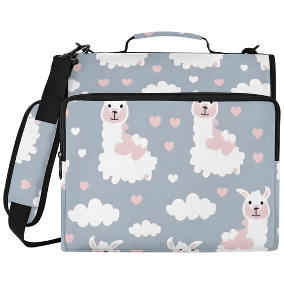 Alpaca Pattern 3 Ring Binder Bag Zipper Binder Organizer with 14 Inch Laptop Sleeve