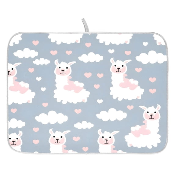Alpaca Pattern Drying Dish Mat Quick Drying Absorbent Soft Durable for Kitchen 18" x 24"