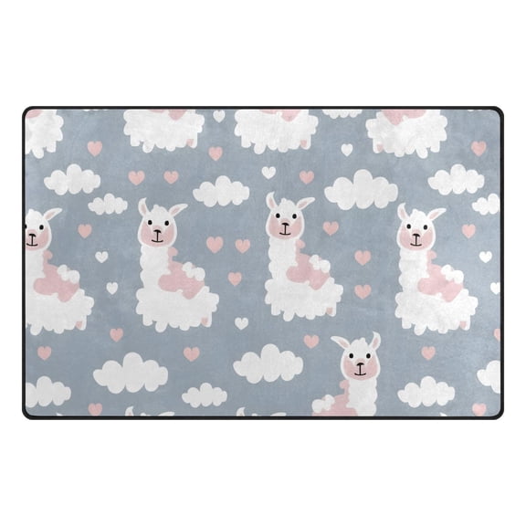 Alpaca Pattern Memory Foam Area Rug 31"x20" Non Slip, Absorbent, Fade Proof for Living Room, Bedroom, Office