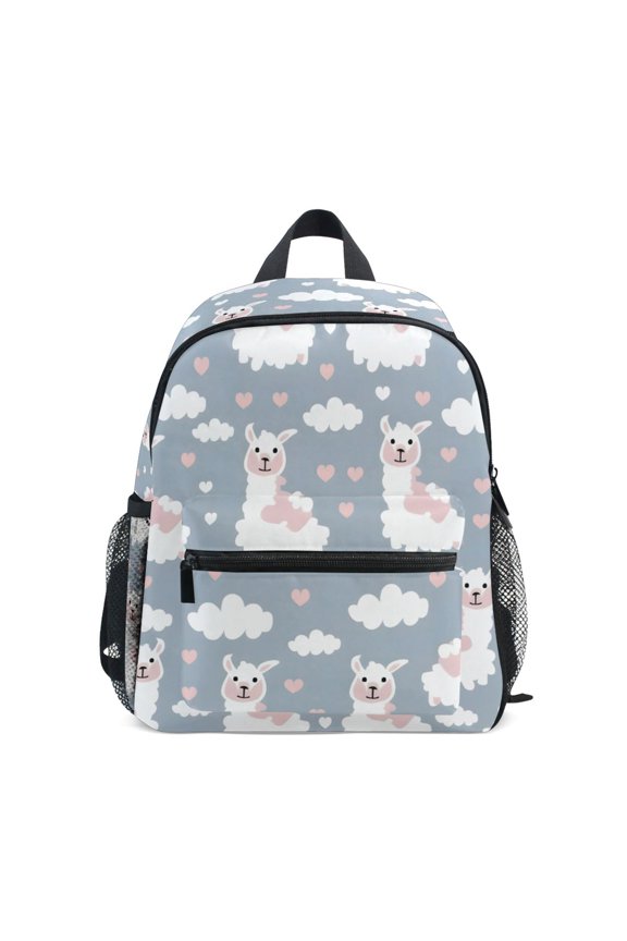 Alpaca Pattern Mini Backpack Cute Small Backpack with Chest Strap and Whistle Ages 3-8