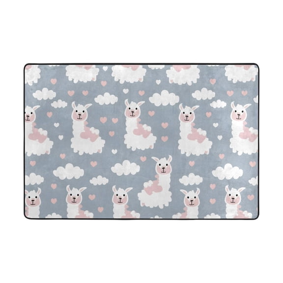 Alpaca Pattern Rug 72x48in Memory Foam Absorbent Non Slip Plush for Living Room Office Bedroom