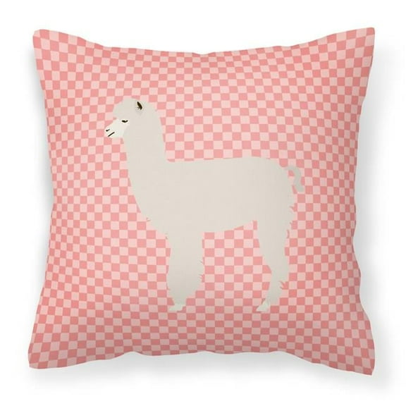 Alpaca Pink Check Fabric Decorative Pillow
