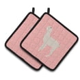thumbnail image 1 of Alpaca Pink Check Pair of Pot Holders - Pink, 1 of 1