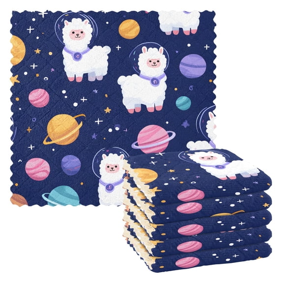 Alpaca Planet Kitchen Cloth Dish Towels for Drying Washing Absorbent Dish Rags Reusable soft kitchen dishcloth set 6 Pack