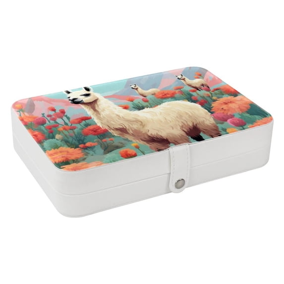 Alpaca Portable PU Leather Earring Organizer with Removable Compartment and Necklace Holder – Jewelry Stand Included