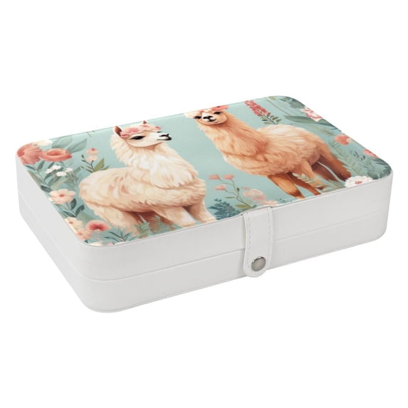 Alpaca Portable PU Leather Jewelry Stand with Removable Compartment, Display Case, Earring Holder, and Organizer Box