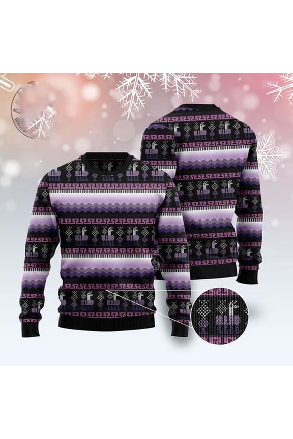 Alpaca Purple Pattern 3D Christmas Sweater, Funny Xmas Sweater, Sweater Xmas