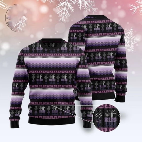 Alpaca Purple Pattern 3D Christmas Sweater, Funny Xmas Sweater, Sweater Xmas