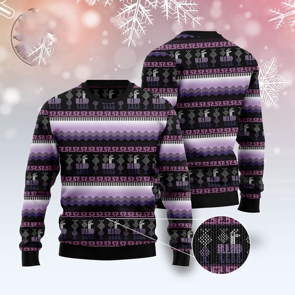 Alpaca Purple Pattern Ugly Christmas Sweater, Christmas Sweater, Ugly Sweater, Funny Xmas Sweaters