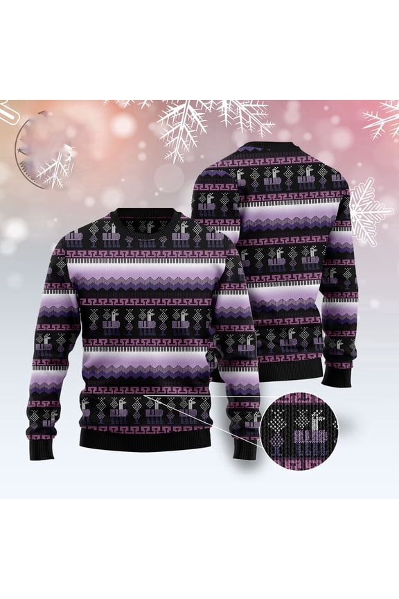 Alpaca Purple Pattern Ugly Christmas Sweater, Christmas Sweater, Ugly Sweater, Funny Xmas Sweaters