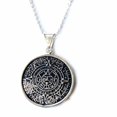 thumbnail image 1 of Alpaca Silver Aztec Calendar Pendant with Chain, 1 of 9