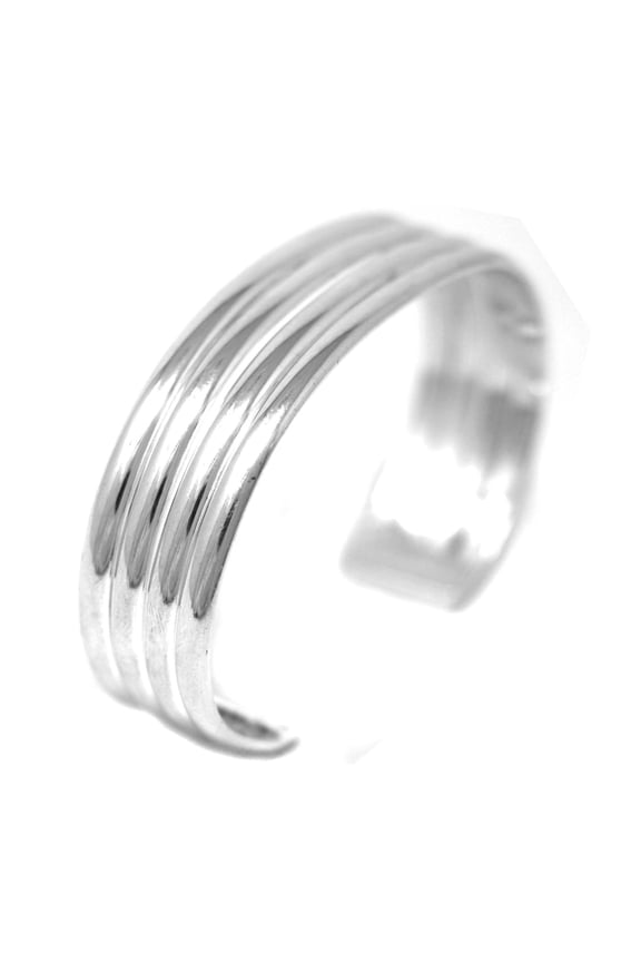 Alpaca Silver Overlay Cuff Bracelet - Four Bar Design