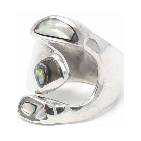Alpaca Silver Wrap Ring Abalone Size 8