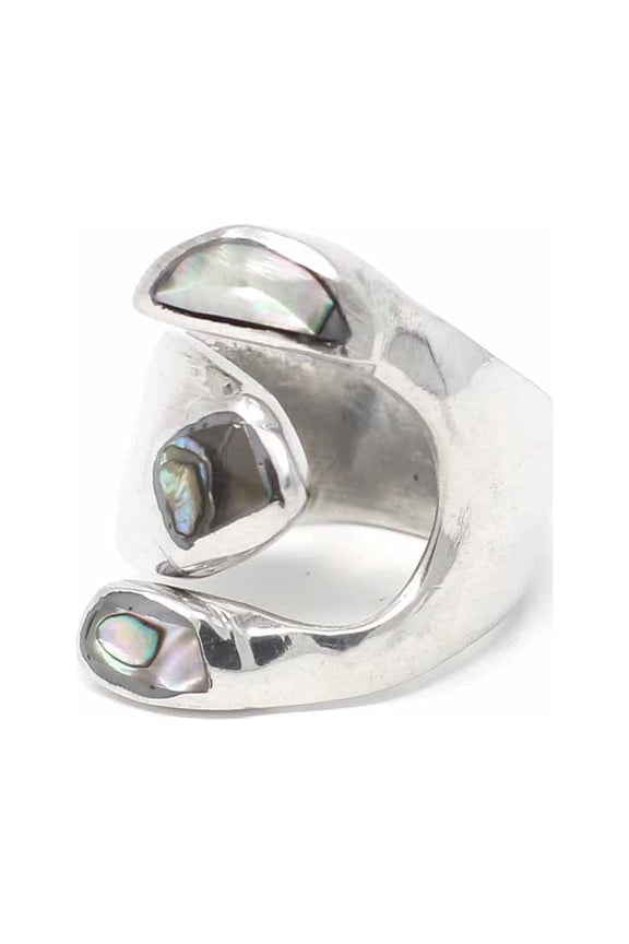 Alpaca Silver Wrap Ring Abalone Size 8