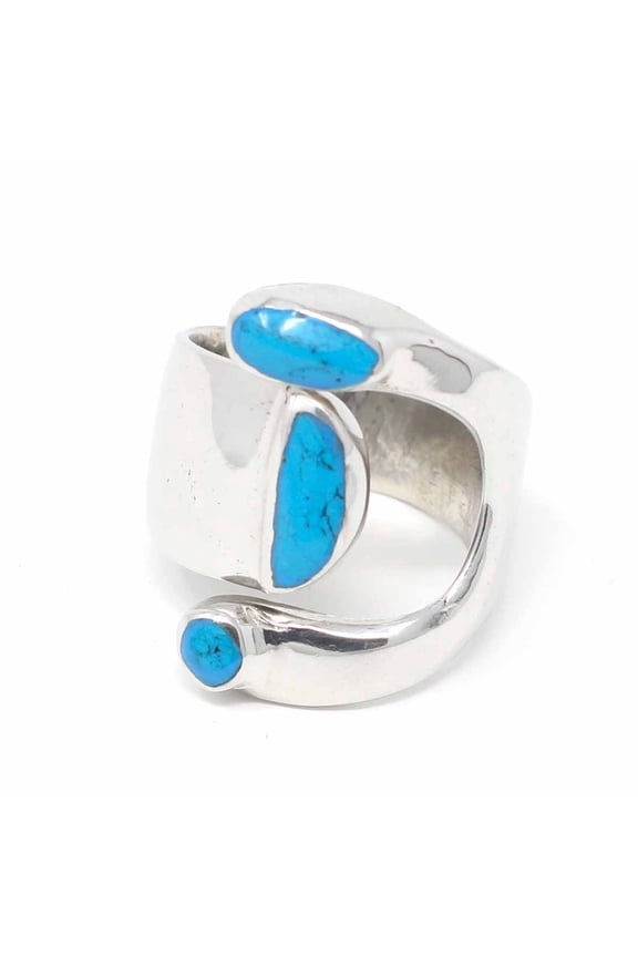 Alpaca Silver Wrap Ring Turquoise Size 8