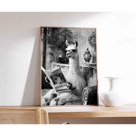 Alpaca Surreal Photographic Retro Animal Art Print Unique Home Decor Unframed Paper Print