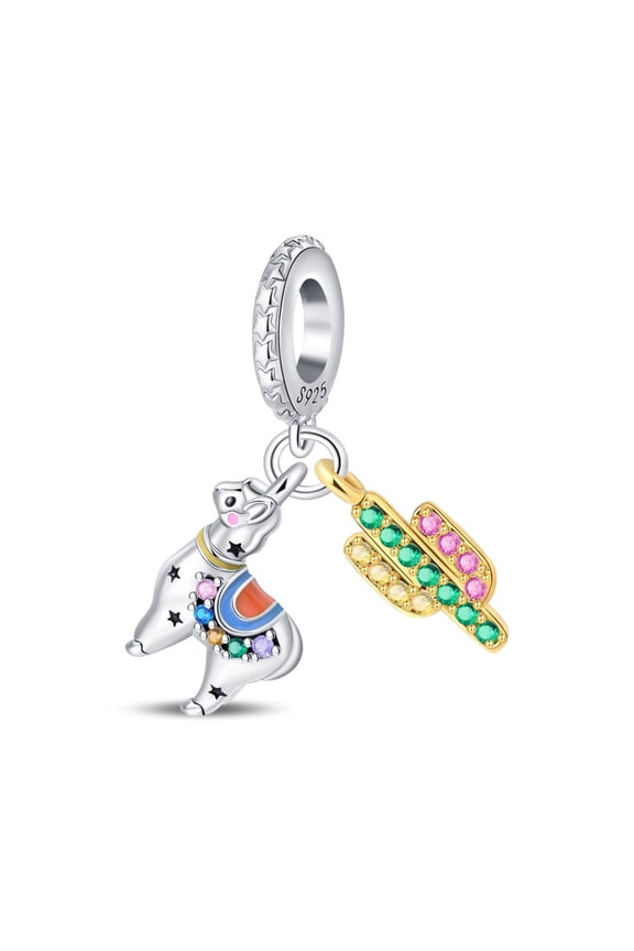 Alpaca Two - Piece Set Charm, Beaded Bracelet Charm, Fit for 3mm-4.5mm BraceletsPAC1098