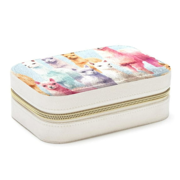 Alpaca Velvet Portable Storage Box with Removable Compartment, Gift: Jewelry Stand, Display Case, Necklace Holder