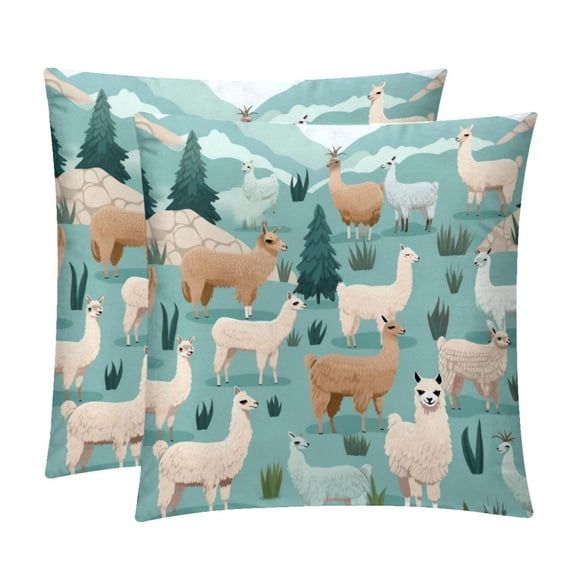 Alpaca Velvet Throw Covers Pillows with Unique Patterns - Set of 2 Decorative Pillow Inserts in 16x16, 18x18, 20x20 Inches for Home Decor and More