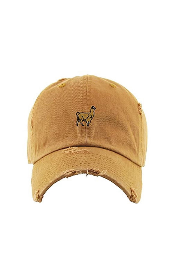 Alpaca Vintage Baseball Cap Embroidered Cotton Adjustable Distressed Dad Hat