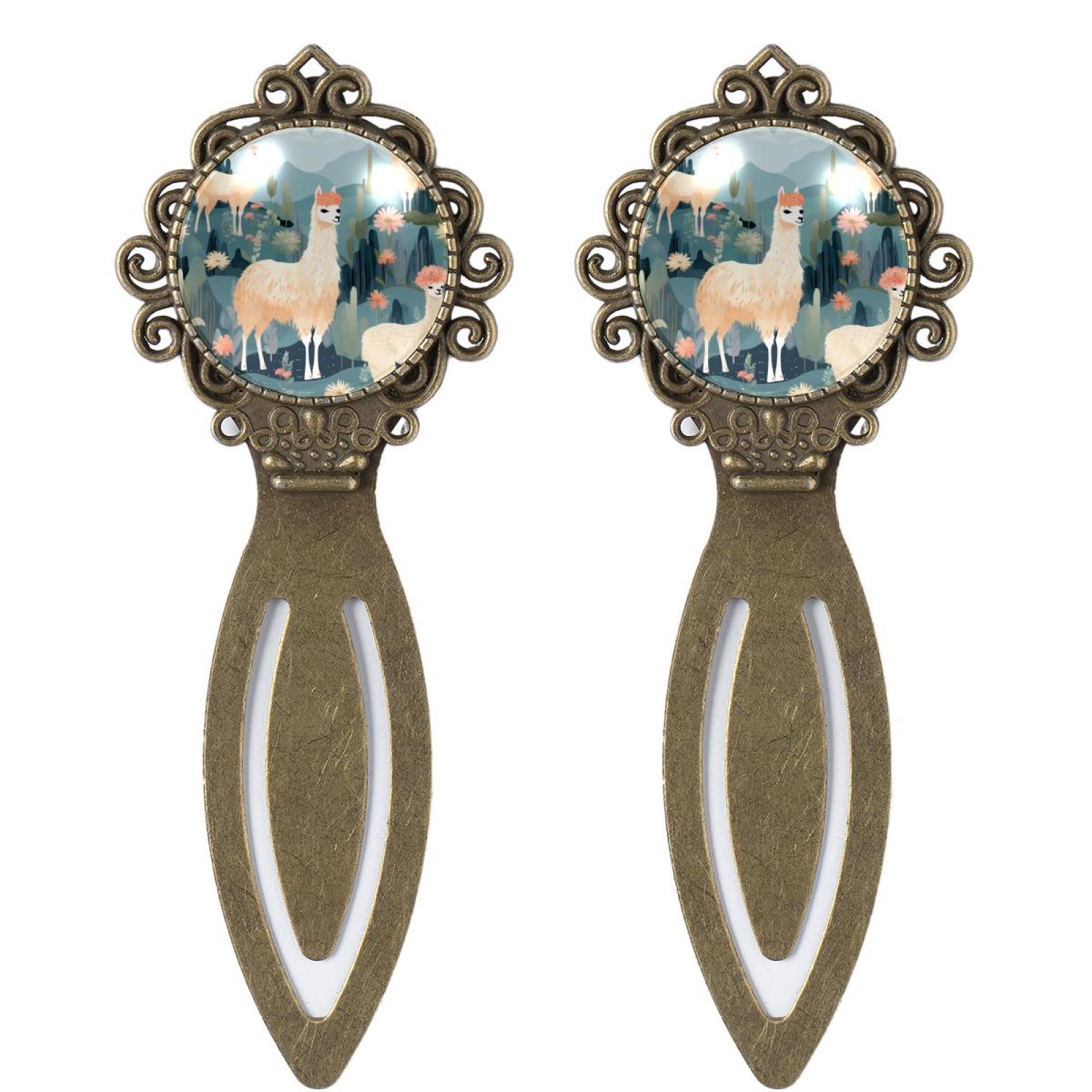 Alpaca Vintage CopperColored Lace Bookmarks Stylish Stainless Steel Reading Accessories, Ideal