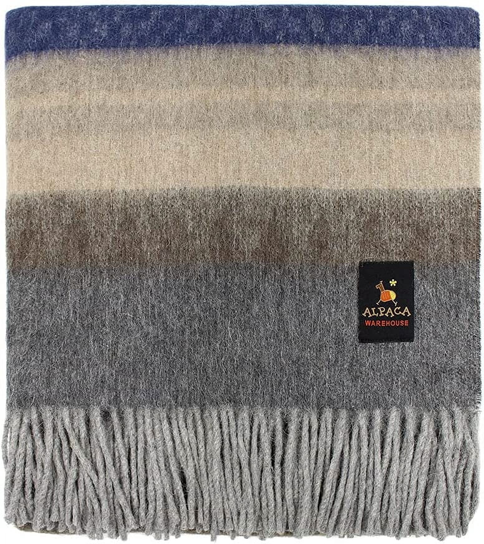 Peruvian Alpaca Wool Throw Blanket - Cherokee Design, 72" X 60", Soft & Warm (Brown/Sand/Beige/Gray)