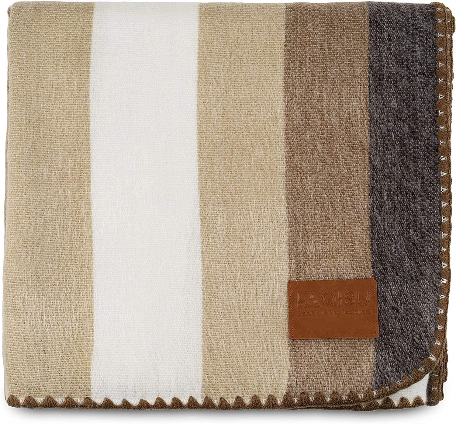 Alpaca Wool Blanket Throw Large, Beautiful, Warm, Stripes 85 X 65