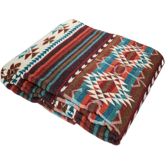 Alpaca Wool Throw Blanket, Native Design Wool Blanket, Throw Aztec Pattern Alpaca Wool Throw Blanket (Red, Throw 78"x48")