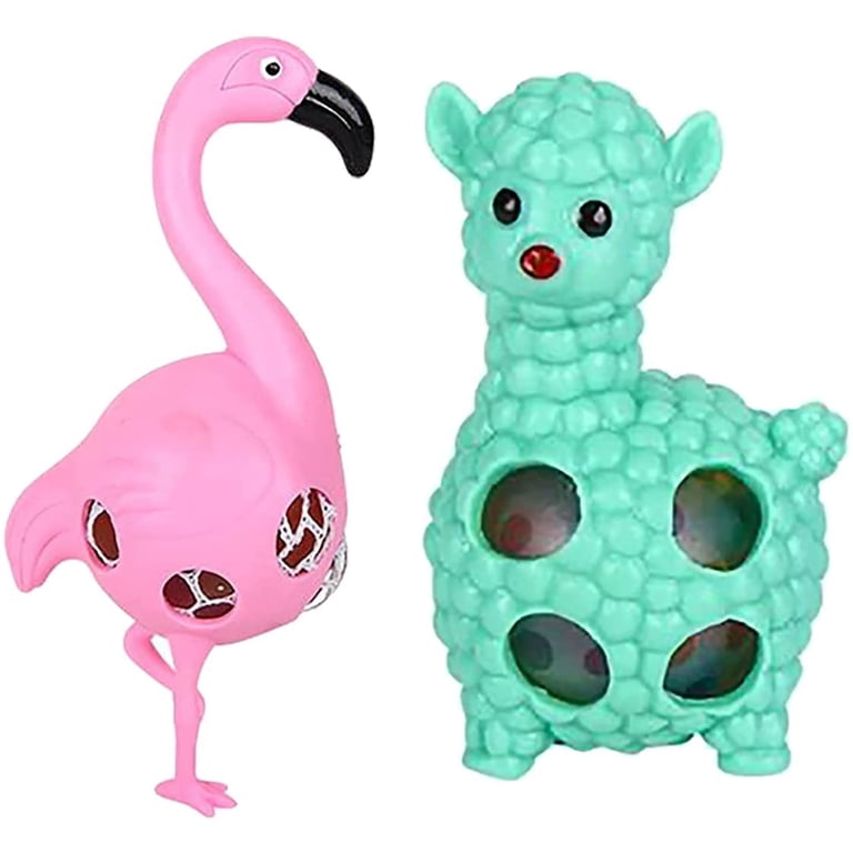 Alpaca and Flamingo Squishy Blob Mesh Ball with Soft Web - Squishy