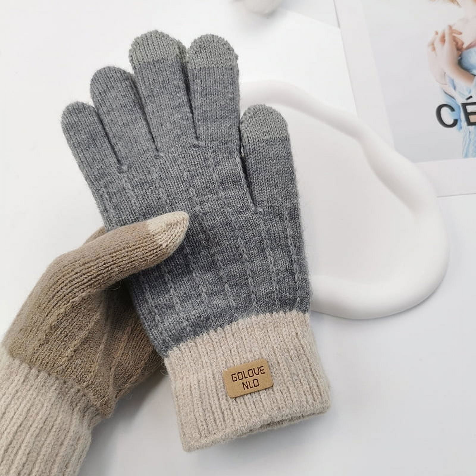 Ytorgrwinter Thermal Gloves For Women Warm Fleece Knitted Touch Screen Gloves For Outdoor Sports Running Cycling