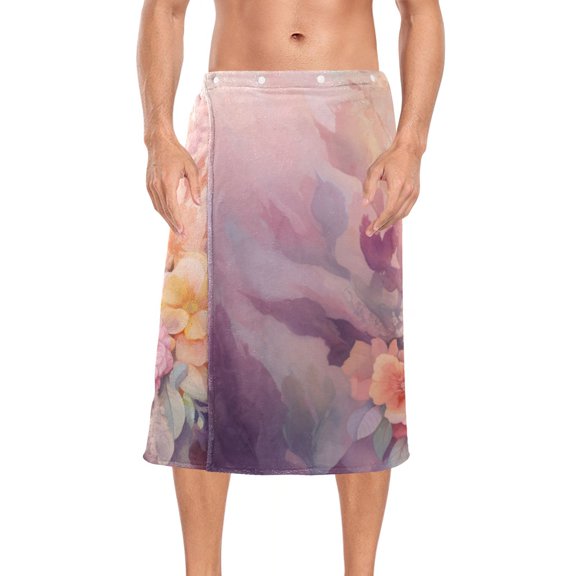 Alpacas Flowers Bath Towel Wrap for Man Adjustable Shower Wrap Button Closure Body Towel for Sauna Gym