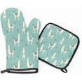 thumbnail image 1 of Alpacas Oven Mitts and Pot Holders Sets of 2 Pcs Heat Resistant Oven Gloves and Hot Pads Polyester Potholders Non-Slip BBQ Gloves for Kitchen,Cooking,Baking, Grilling, 1 of 6