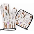 thumbnail image 1 of Alpacas Oven Mitts and Pot Holders Sets of 2 Pcs Heat Resistant Oven Gloves and Hot Pads Polyester Potholders Non-Slip BBQ Gloves for Kitchen,Cooking,Baking, Grilling, 1 of 6