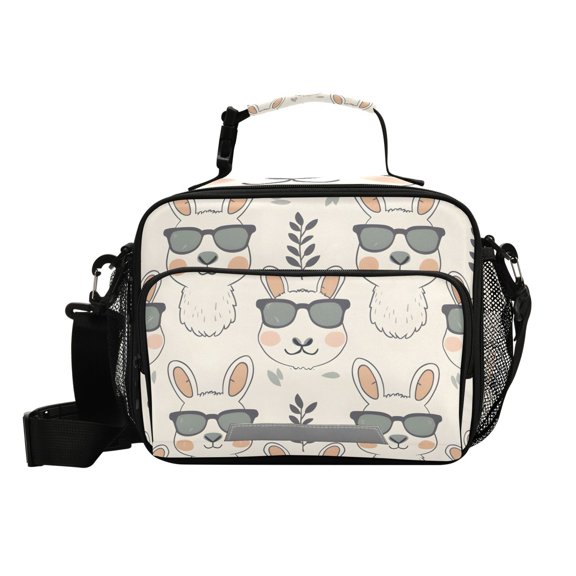 Alpacas with Sunglasses Leaves Insulated Lunch Bag Portable Cooler Bag Mommy Bag Large Capacity 6L