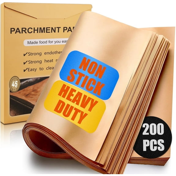 Alpacasso 200 Pcs Parchment Paper Baking Sheets, 12x16 inches Non-Stick Precut Baking Parchment, for Baking Grilling Air Fryer Steaming Bread Cup Cake Cookie and More (Unbleached)