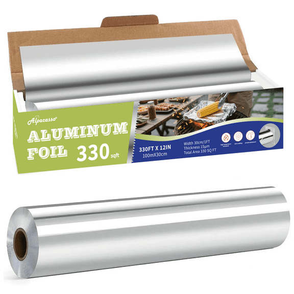 Alpacasso Aluminum Foil ,Aluminum Foils Roll with Serrated Cutter,12inx300SQ. FT