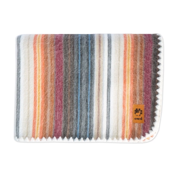 Alpakitas Alpaca Blend Throw Blanket, 64 x 45 in, White and Brown