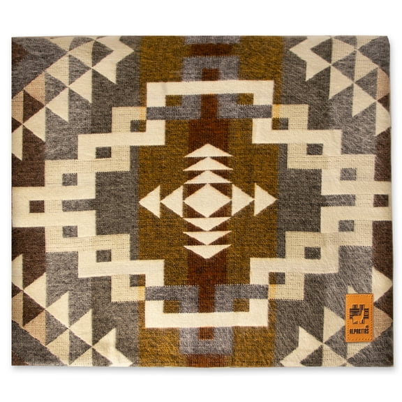 Alpakitas Blanket Throw | Large, Beautiful, Warm, Variegated | 90 x 75 inches | Ultra-Soft, Hypoallergenic and Breathable | Non-Itchy or Scratchy Fabric (Ancestral Design Gray & Green)