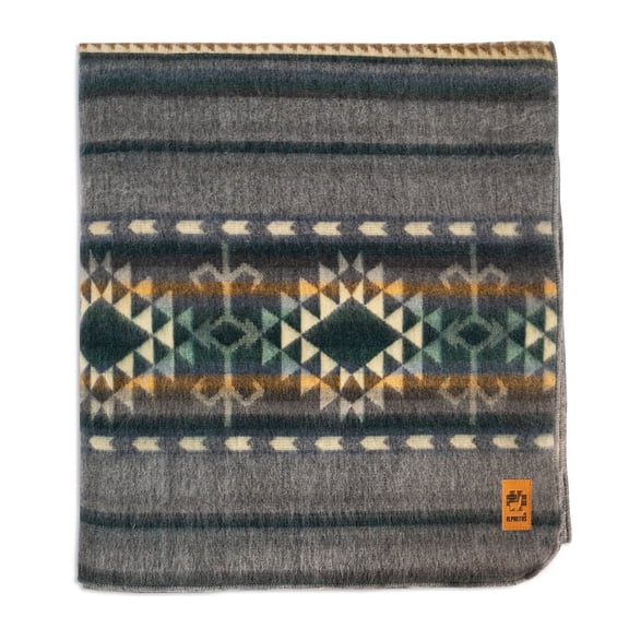 Alpakitas Alpaca Blend Throw Blanket, 90 x 75 in, Ancestral Design Light Gray