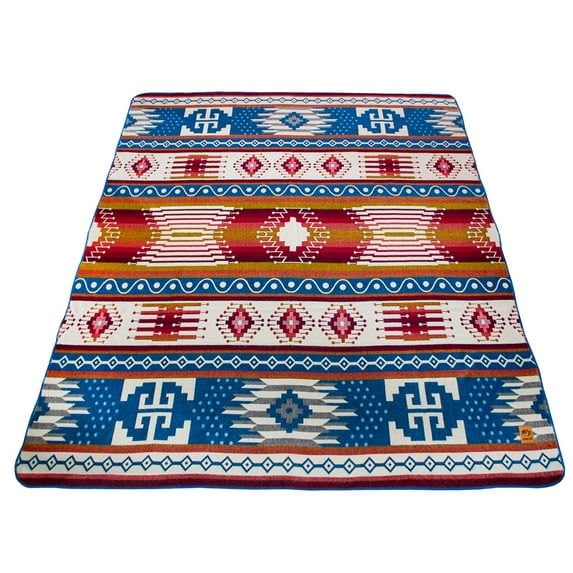 Alpakitas Blanket Throw | Large, Beautiful, Warm, Variegated | 90 x 75 inches | Ultra-Soft, Hypoallergenic and Breathable | Non-Itchy or Scratchy Fabric (Ancestral Design Blue & White)