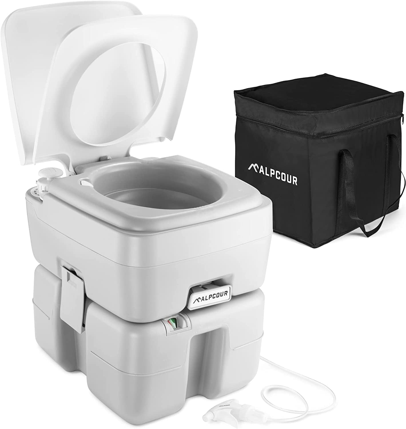 Compact Gray Heavy-Duty Portable Camp Toilet with Carrying Case