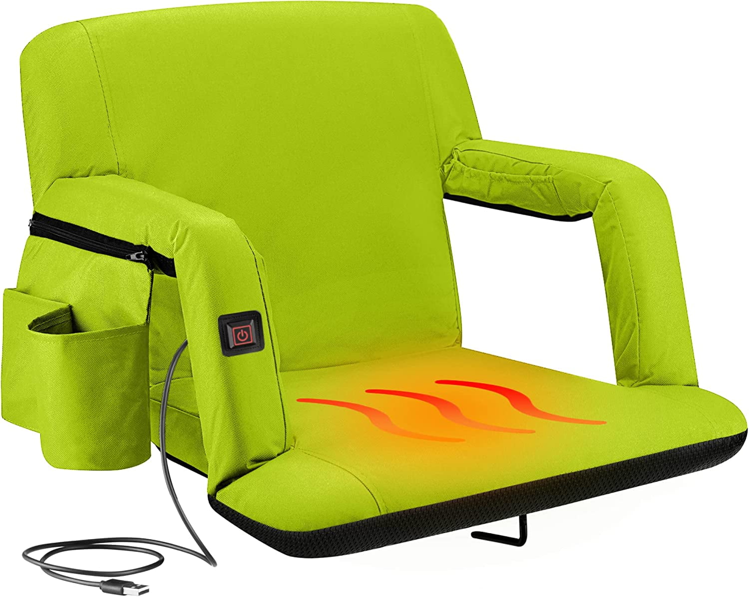 Lime Heated Reclining Stadium Seat with Armrests