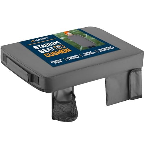 Alpcour Portable Extra Thick Stadium Seat Cushion Bleacher Cushion with Side Pocket, Cup Holder, Waterproof, Anti-Slip, and Straps Perfect for Football Seats and Bench Seats for Bleachers