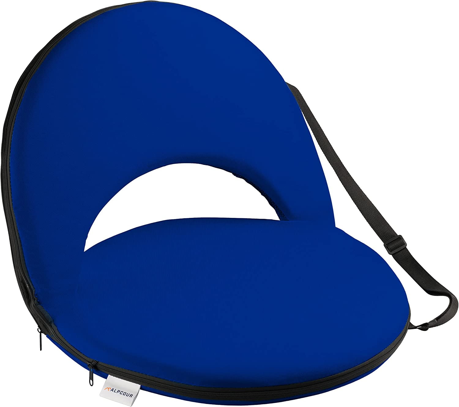 Royal Blue Waterproof Reclining Stadium Seat with Mesh Pocket