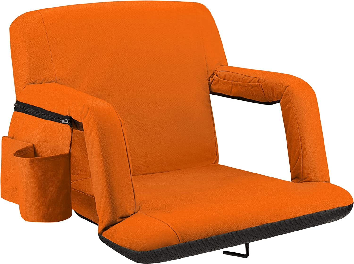 Orange Waterproof Reclining Stadium Seat with Armrests