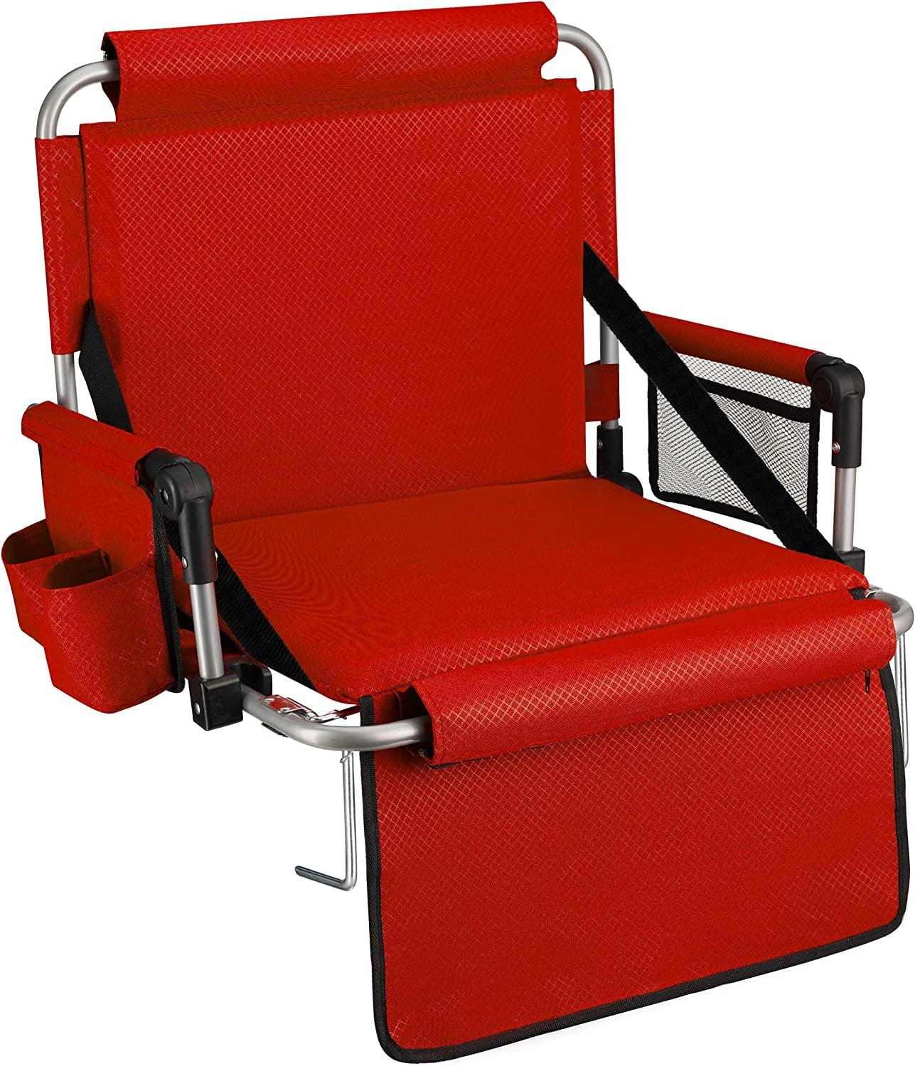 Red Foldable Padded Stadium Bleacher Chair with Armrests