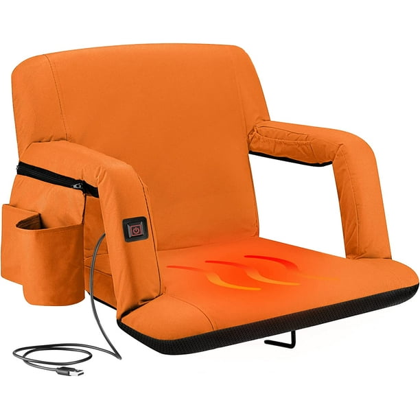 Alpcour X Wide Heated Reclining Stadium Seat Extra Thick Waterproof Chair with Wide Back Support Orange Walmart Business Supplies