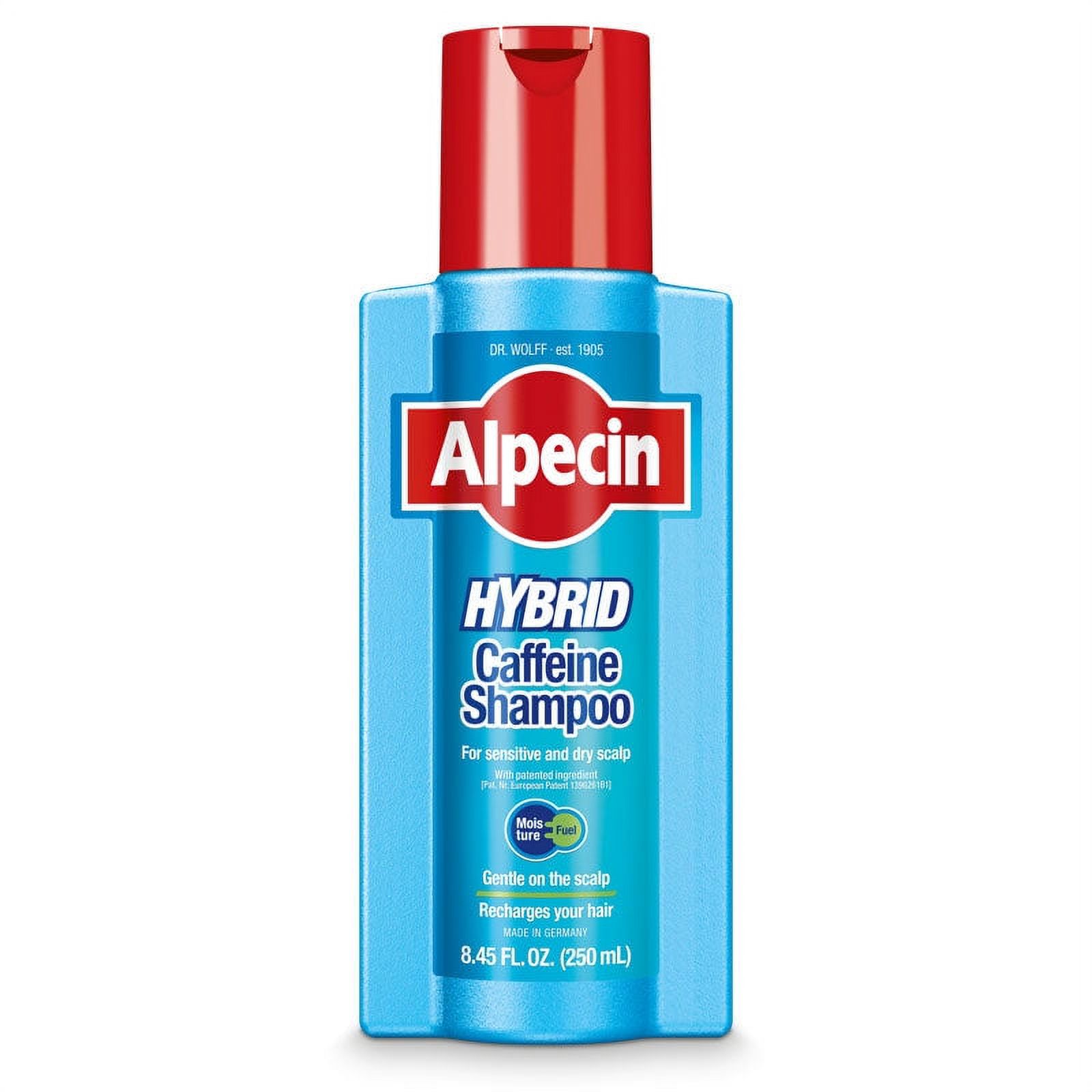 Alpecin Hybrid Caffeine Shampoo for Men with Dry, Itchy, Sensitive Scalps Moisturizes Thinning Hair Natural Hair Growth, 8.45 fl. oz. - image 1 of 5