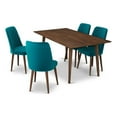 thumbnail image 1 of Alpen Modern Solid Wood Table and Teal Velvet Chair Dining Room Furniture Set, 1 of 6